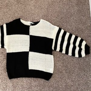 Color Block Sweater with Balloon Sleeves